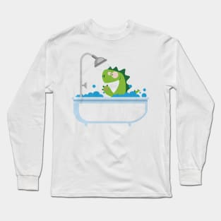 Dinosaur is taking a bath Long Sleeve T-Shirt